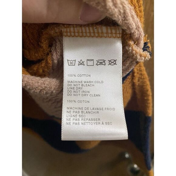 BDG Urban Outfitters Oversized Yellow/Navy Striped 100% Cotton Crop Blouse Sz S - Picture 10 of 10